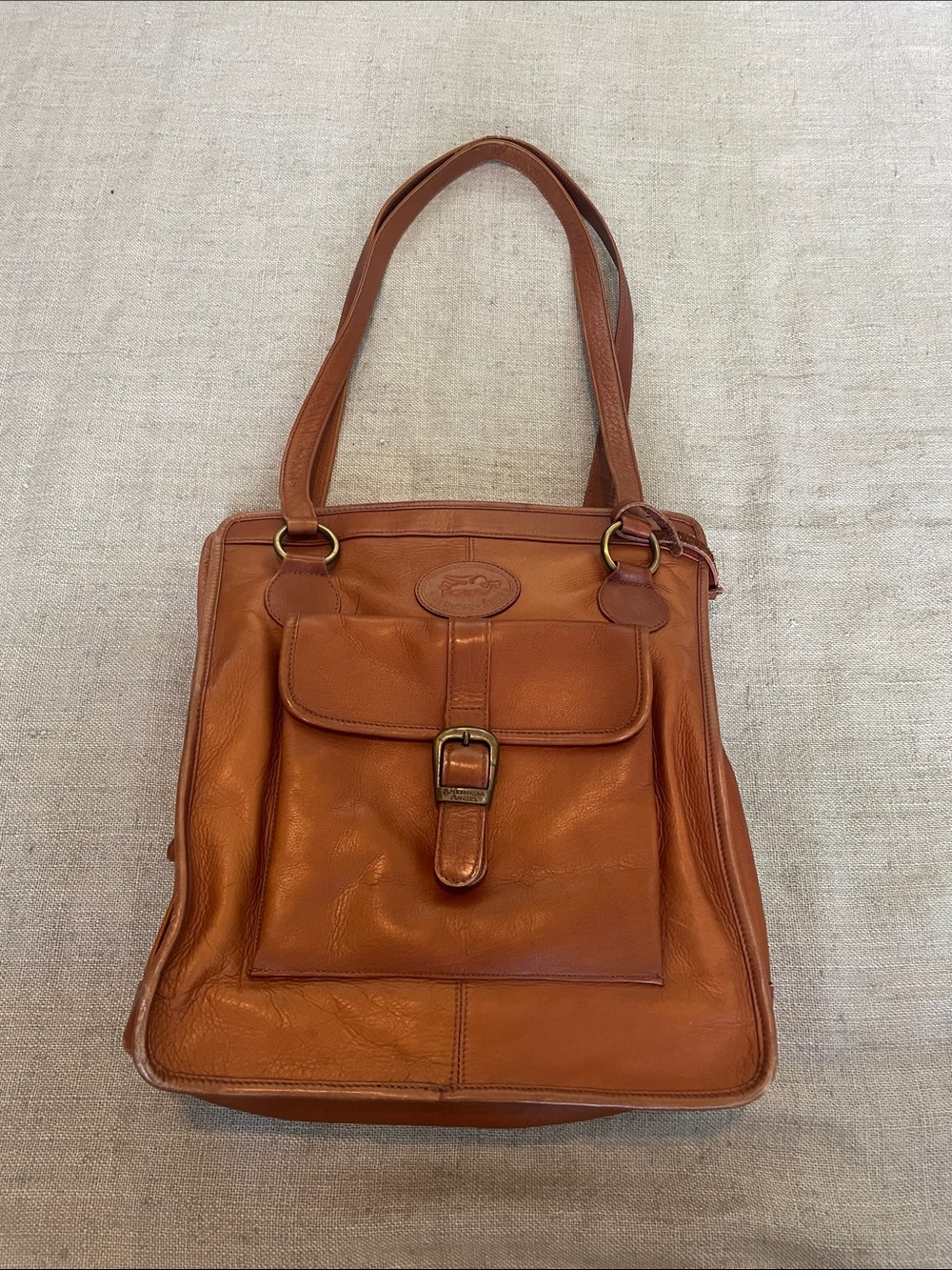 Vintage Leather Tote Bag in Cognac Brown